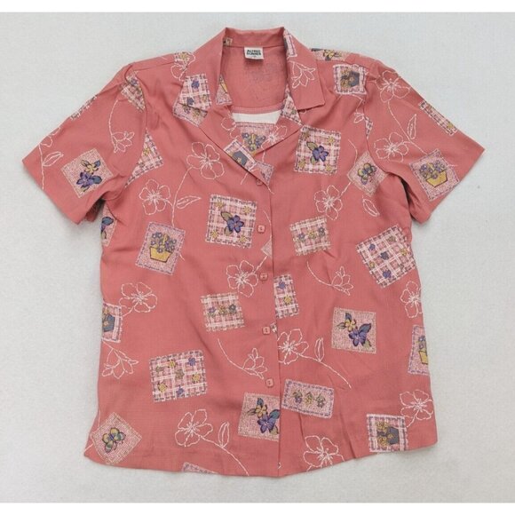 Alfred Dunner Women's Top Size 12 Pink Floral Print 2-For Button-Up - Picture 1 of 15